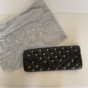Stuart Weitzman RARE woven Leather Rhinestone Clutch